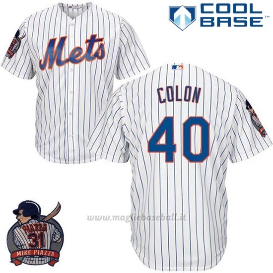 Maglia Baseball Uomo New York Mets Bartolo Colon Bianco Cool Base With Piazza